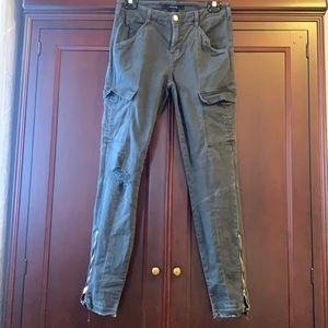 J Brand Distressed grey Cargo pant. Size 27. Zipper slit on ankles.